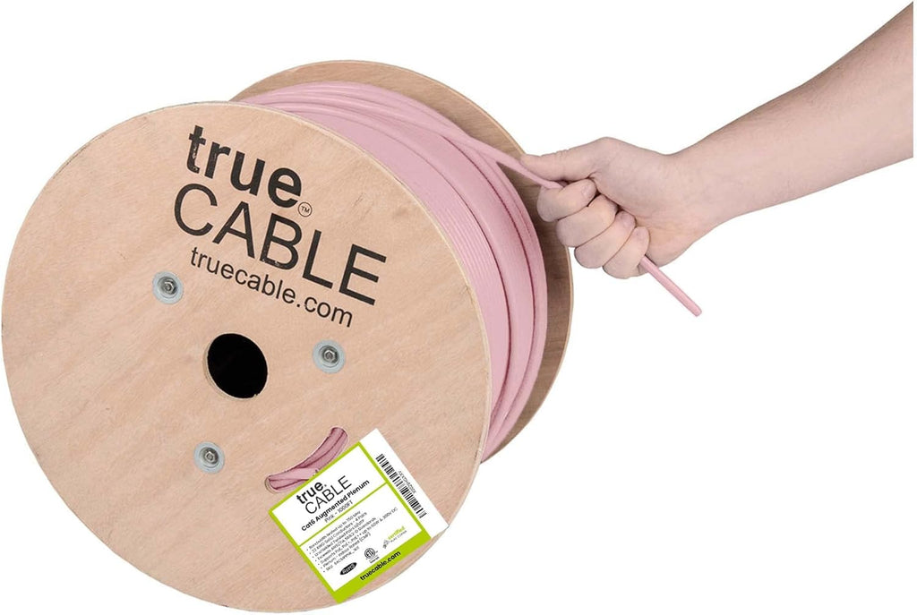 Cat6A Plenum Bulk Ethernet Cable, 1000ft, White, 23AWG 4 Pair Solid Bare Copper, UTP Y4079