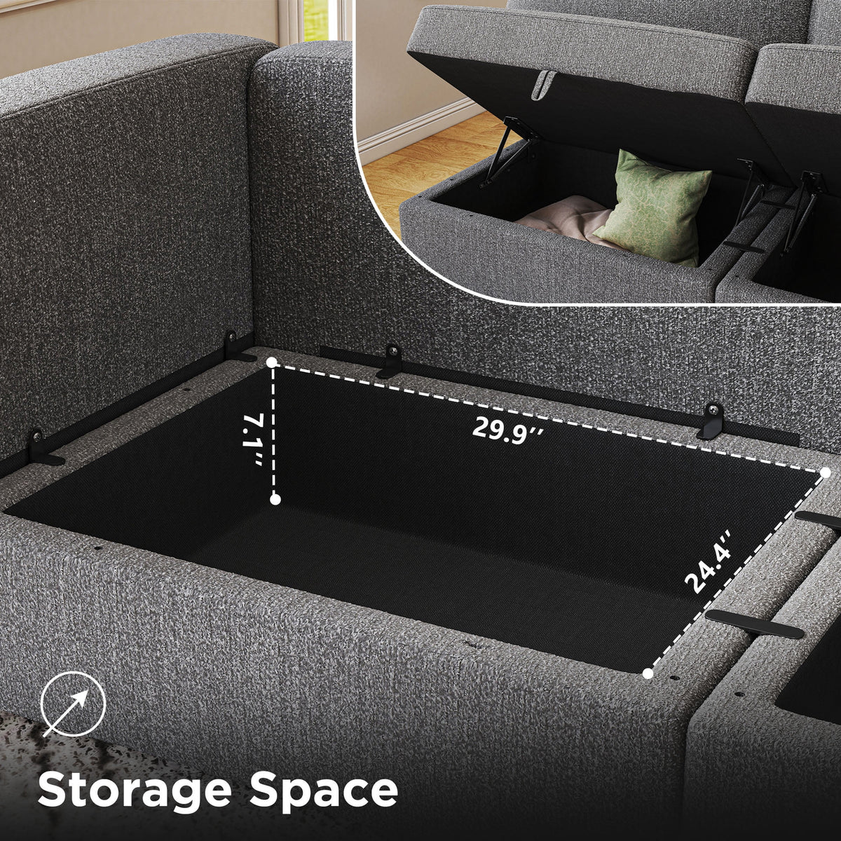 Light Grey Modular Sectional Sofa with Storage R263089