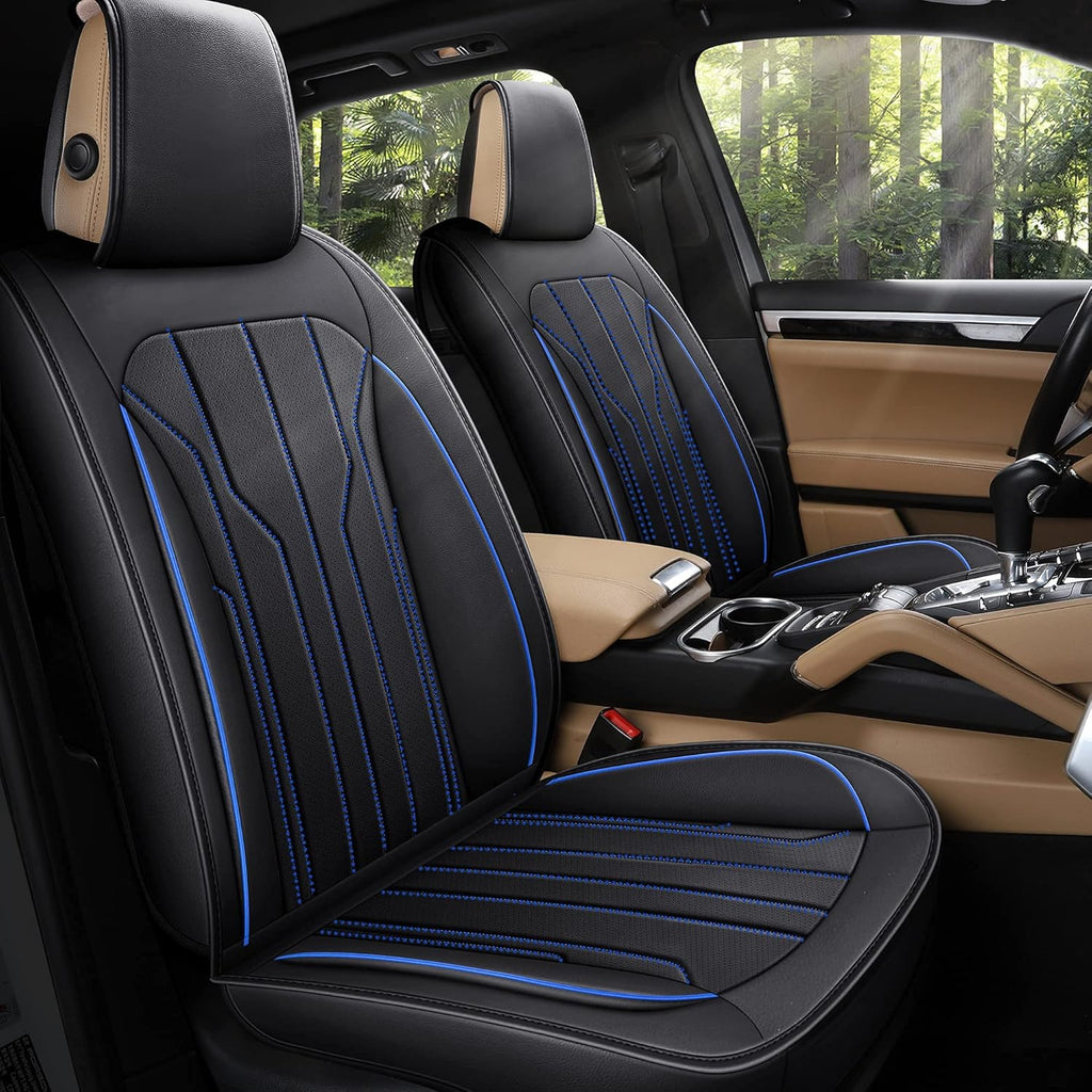 Black Leather Car Seat Covers, Front Pair A564891