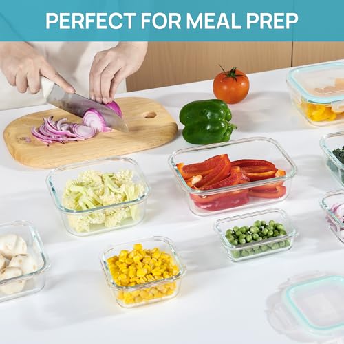 15 Pack Glass Food Storage Containers with Airtight Leak Proof Lids O819016