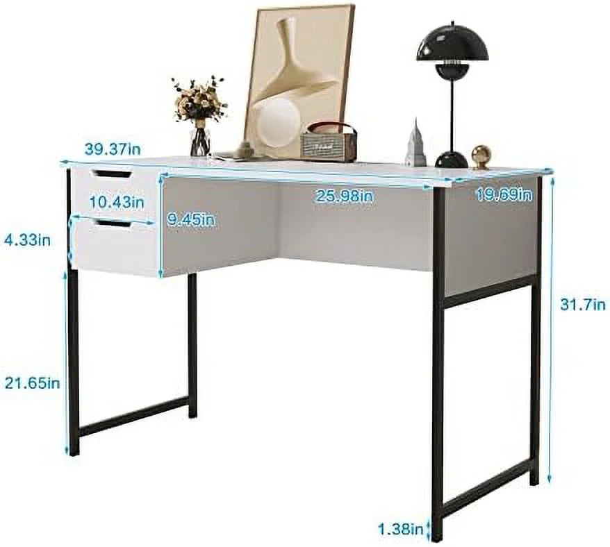 Small Computer Desk with Drawer 39.4 Inch Writing Desk G13893