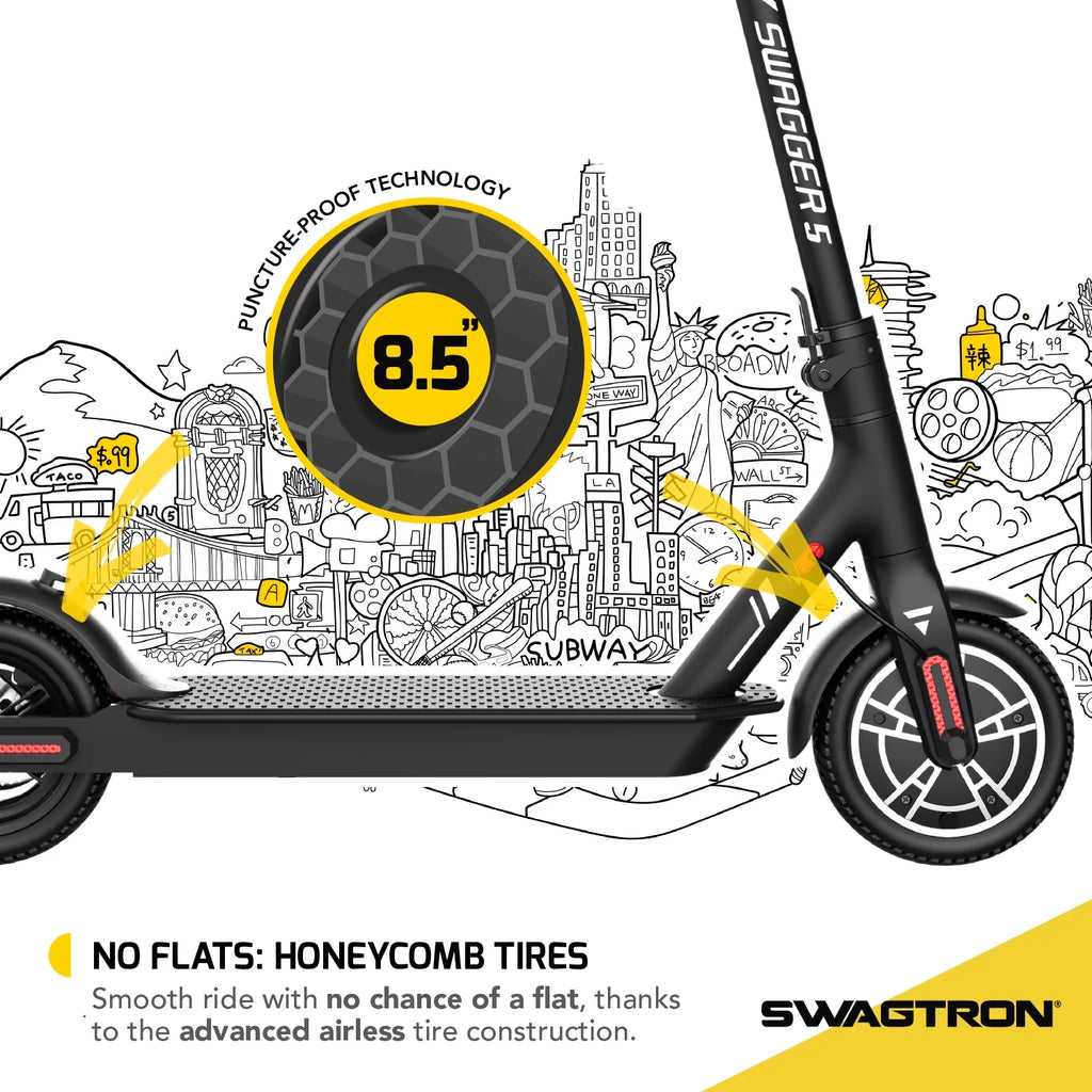 Adult Electric Scooter 320 lb Weight Limit 8.5 Inch No-flat Tires 300W Motor Y640673