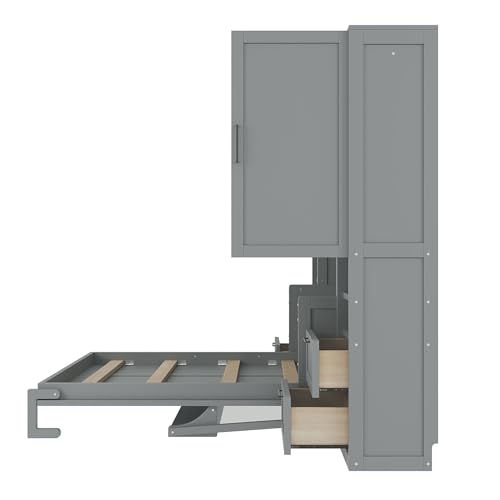 Gray Queen Size Murphy Bed with Desk U950