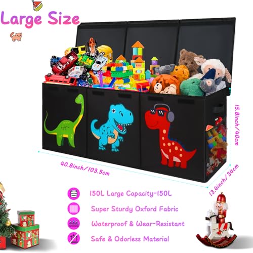 Extra Large Collapsible Storage Organizer with Lids, 40"x16"x16" Black F28617