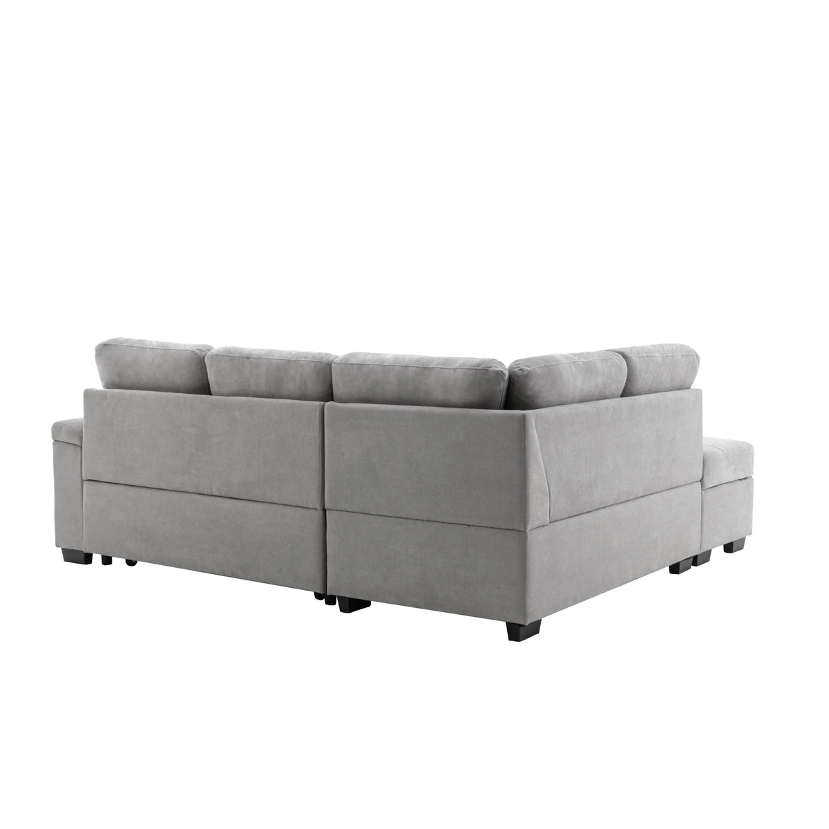 Gray L-Shape Sleeper Sectional Sofa with Storage Ottoman H587661