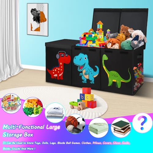 Extra Large Collapsible Storage Organizer with Lids, 40"x16"x16" Black F28617