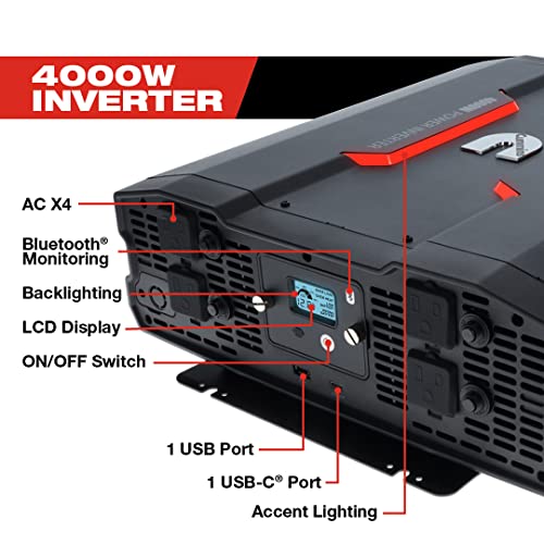5000 Watts Modified Sine Wave Truck Inverter 12 Volts to 110 Volts Four AC Outlets Two USB Ports N8128