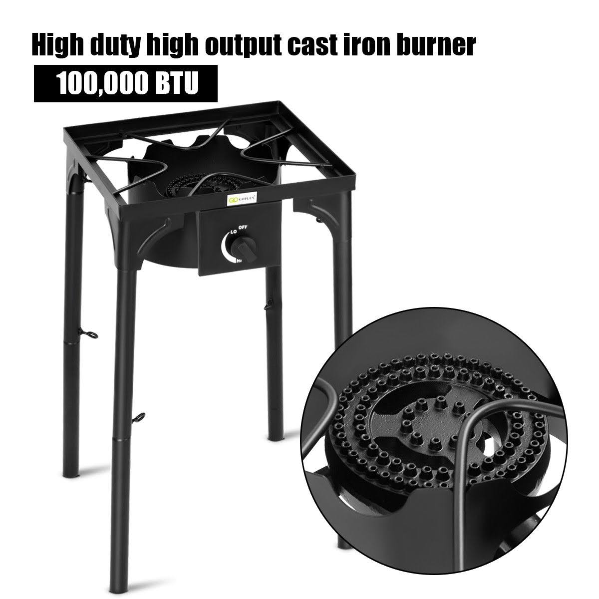 Portable Propane Outdoor Camp Stove with Adjustable Legs Q994674
