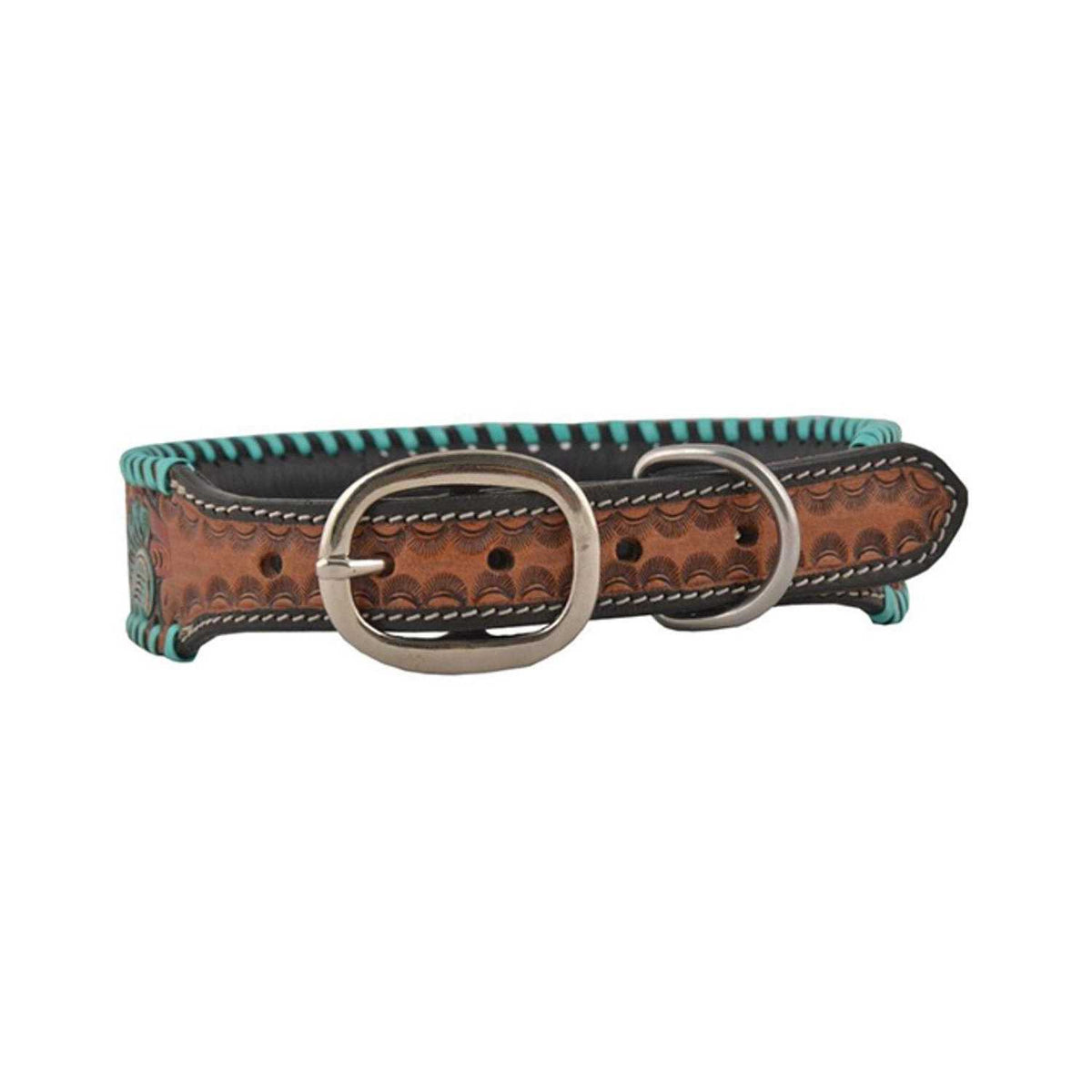 Tooled Leather Dog Collar P186
