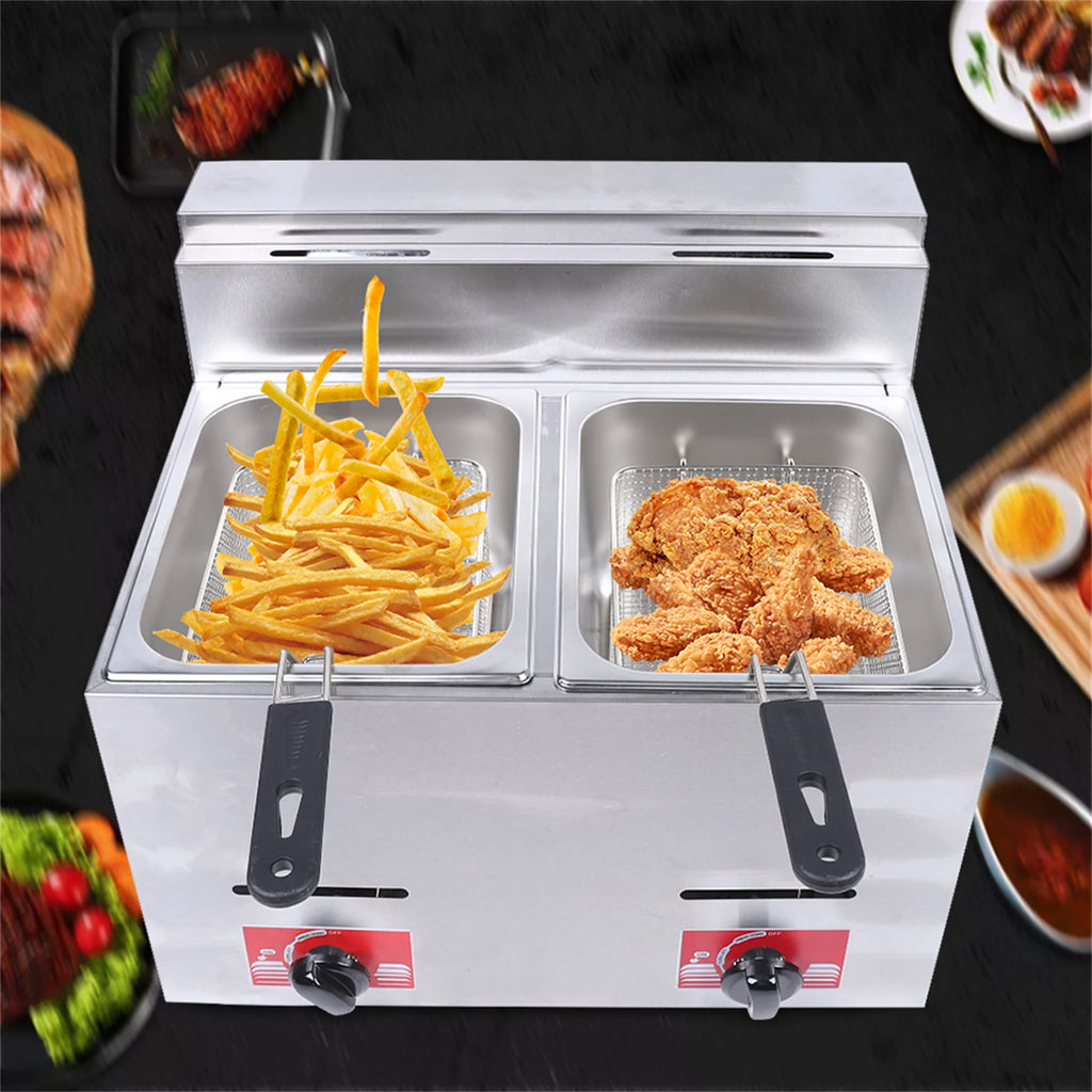 Electric Deep Fryer, 2*6L Double Stainless Steel with 2 Basket P667