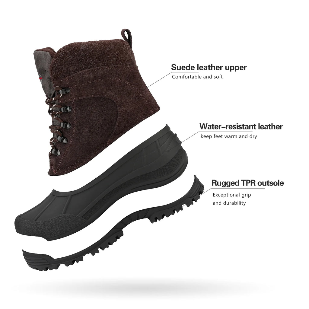 Brown Insulated Waterproof Snow Boots Work Boots N77221