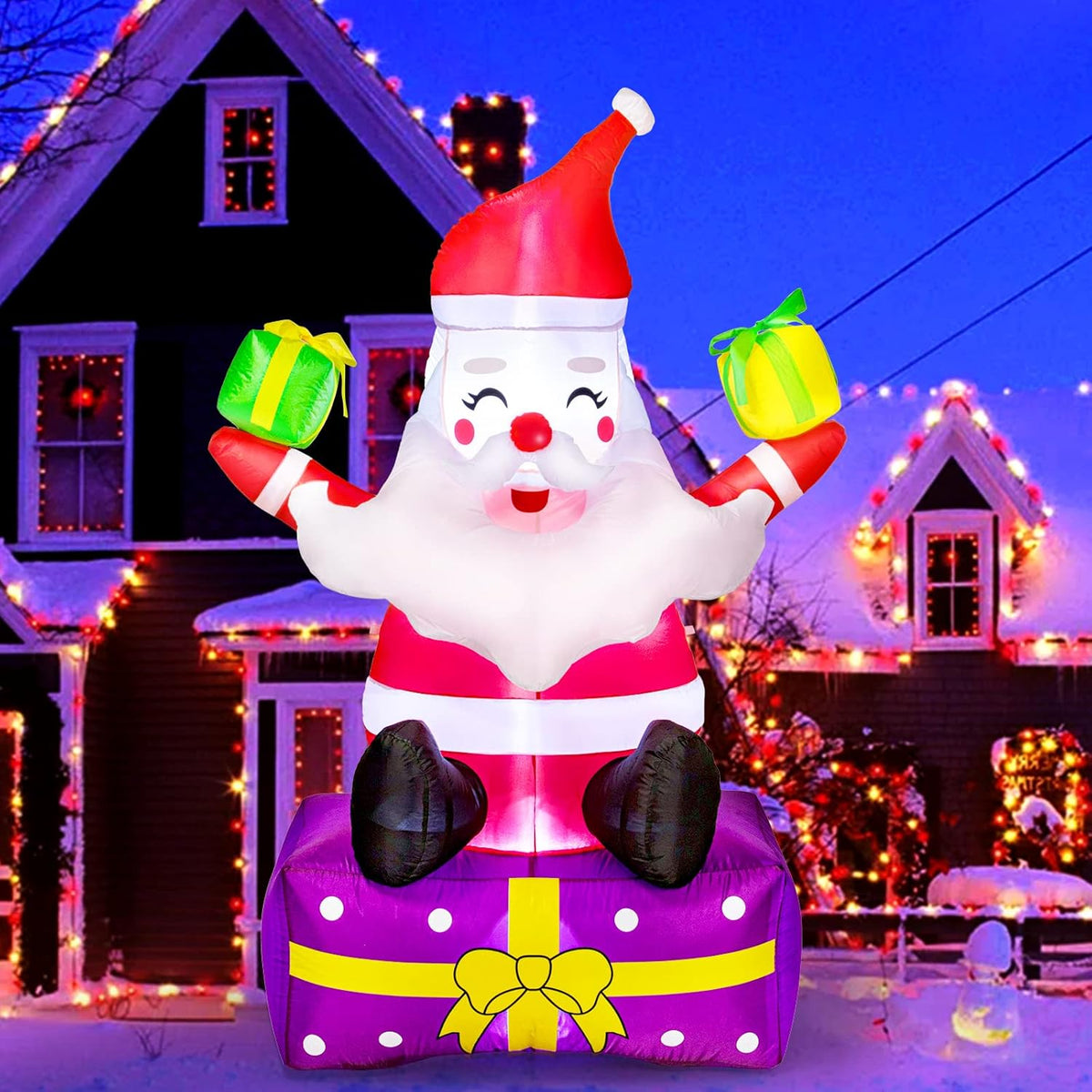 6 Ft Inflatable Santa Claus with Gift Boxes H44648