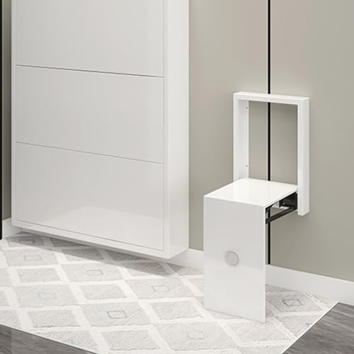 Slim Folding Shoe Changing Stool Wall Mounted Foldable Chairs Storable Entrance Chair Q80359