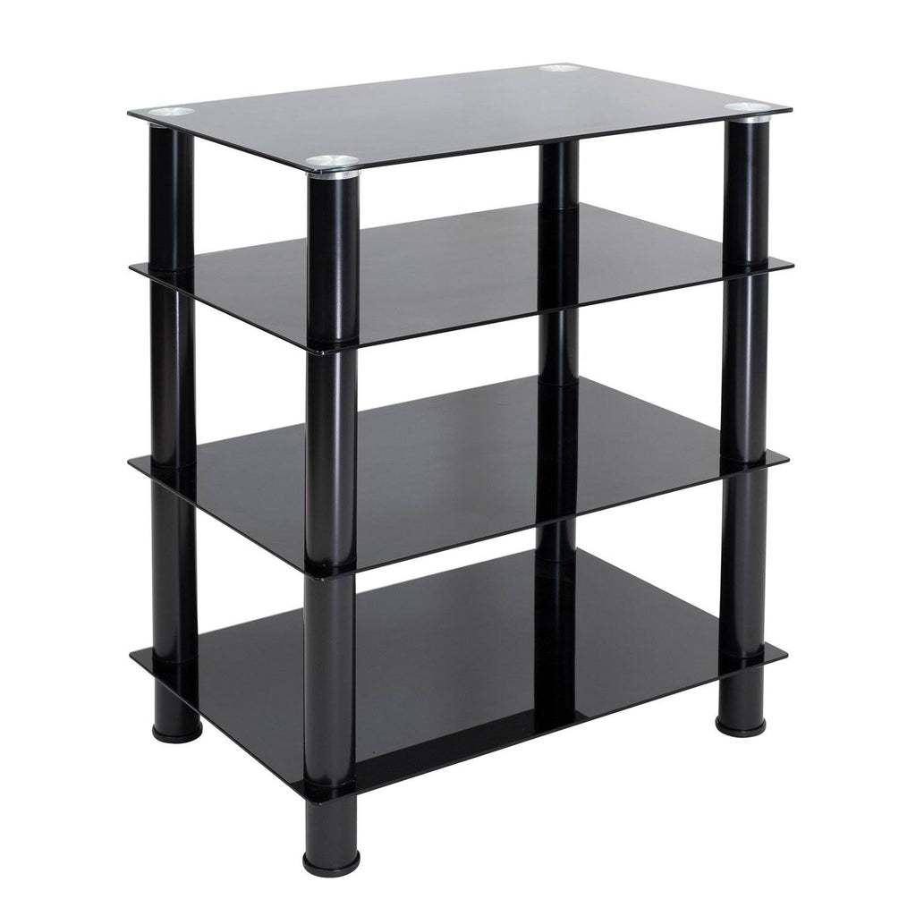 Tempered Glass 4-Tier Media Stand, Black O42921