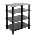 Tempered Glass 4-Tier Media Stand, Black O42921