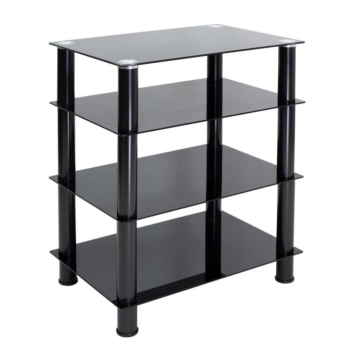 Tempered Glass 4-Tier Media Stand, Black O42921