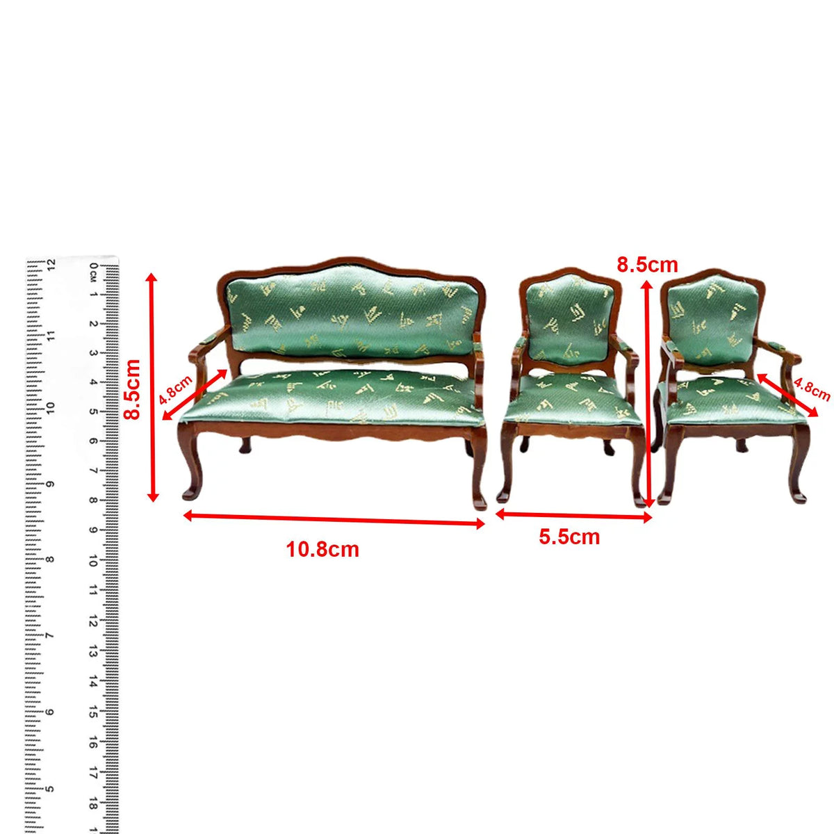 1:12 Scale 3Pcs Simulation Armchairs Sofa Chair P57508