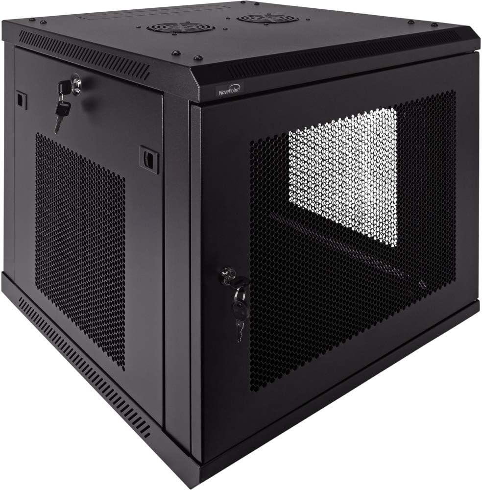 9U Wallmount Cabinet Enclosure 19-Inch Server Network Rack with Locking Perforated Door Black V25903