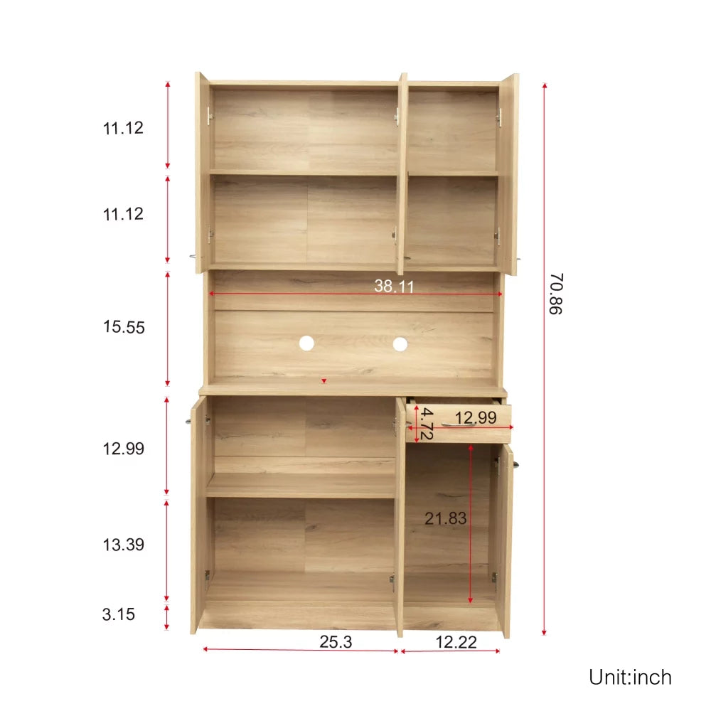 70.87" Tall 6-Door 1-Drawer Wardrobe Kitchen Cabinet I997
