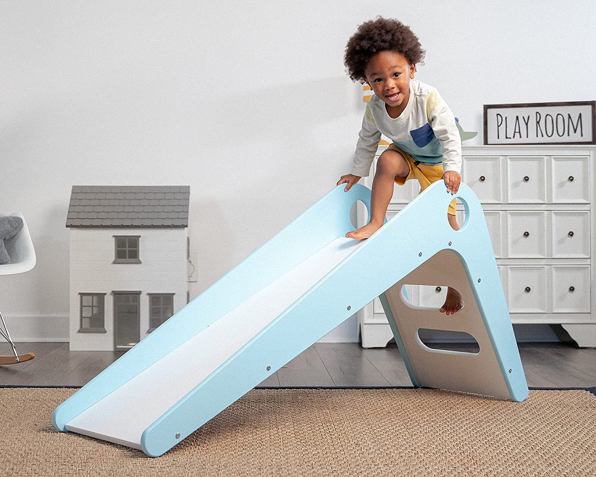Wooden Indoor Slide for Kids Ages 18mo - 4 Years (Blue) D847