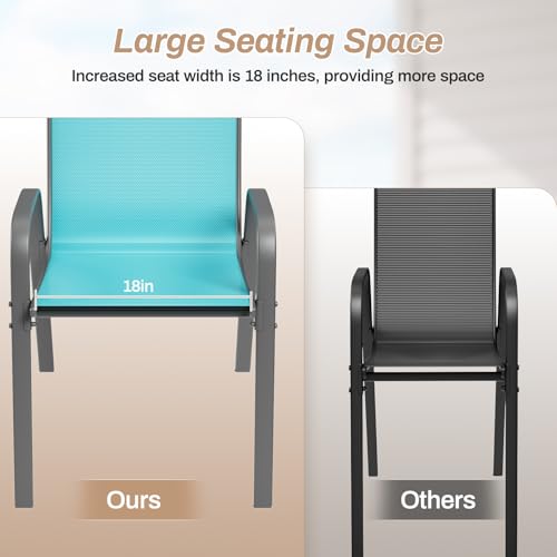 Black Stackable Textilene Patio Chairs with Metal Frame L49311