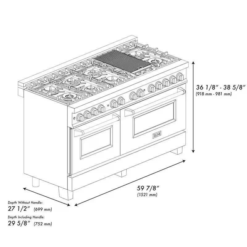 7 Burner Double Oven Dual Fuel Range with Griddle R659
