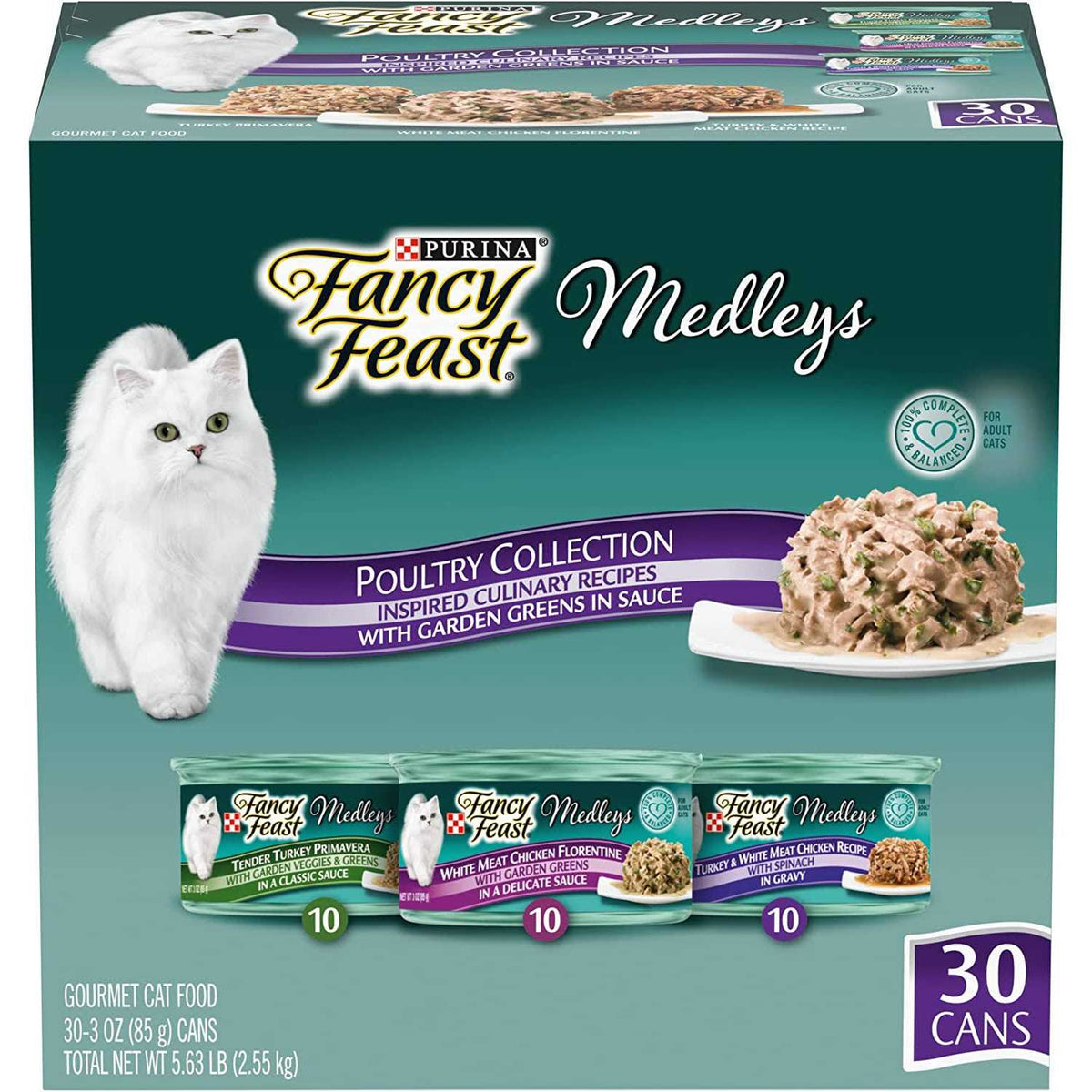Wet Cat Food Variety Pack Poultry Collection with Garden Greens in Sauce K6277