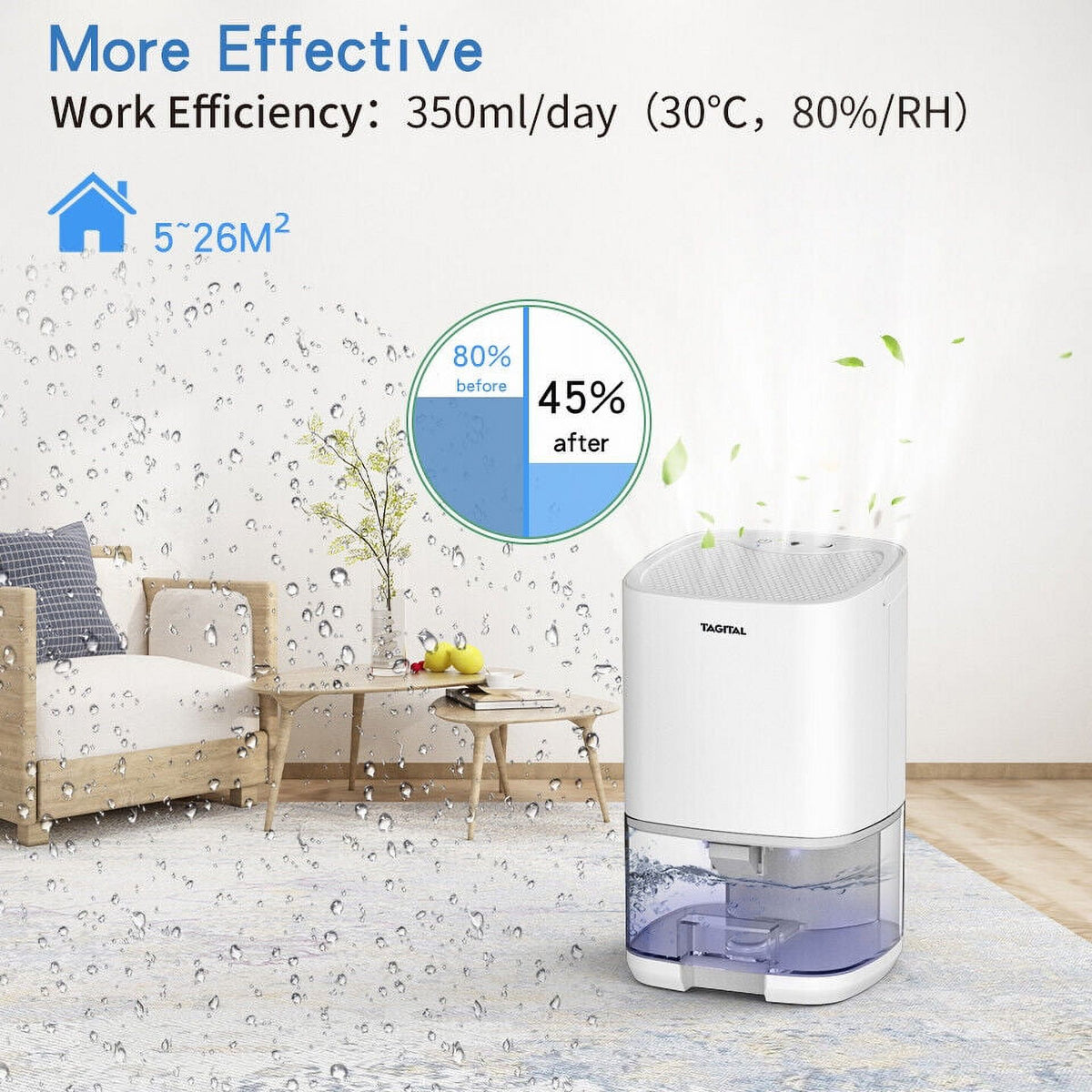 35oz Portable Mini Dehumidifier with 7 Colorful LED Lights P317001