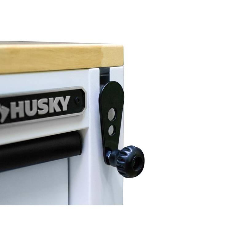 72 in. Heavy Duty Matte White Mobile Workbench Cabinet with Wood Top B472388