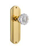 Unlacquered Brass Crystal Glass Door Knob M442