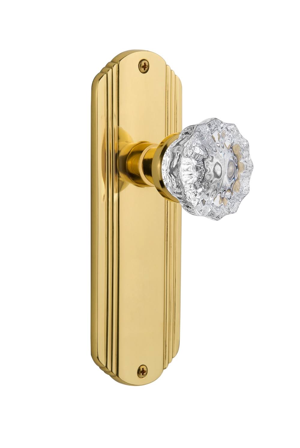 Unlacquered Brass Crystal Glass Door Knob M442