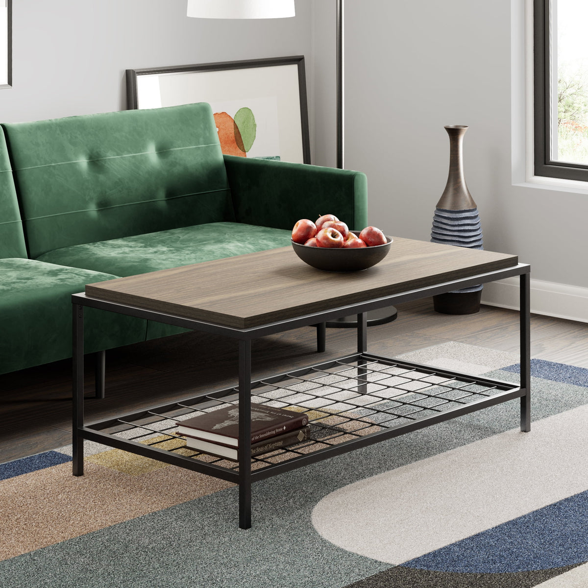 Industrial Wood and Metal Coffee Table W27145