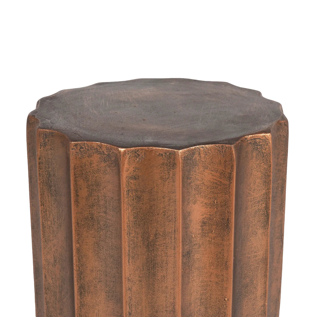 Weathered Copper Cement Stool And Side Table H75802