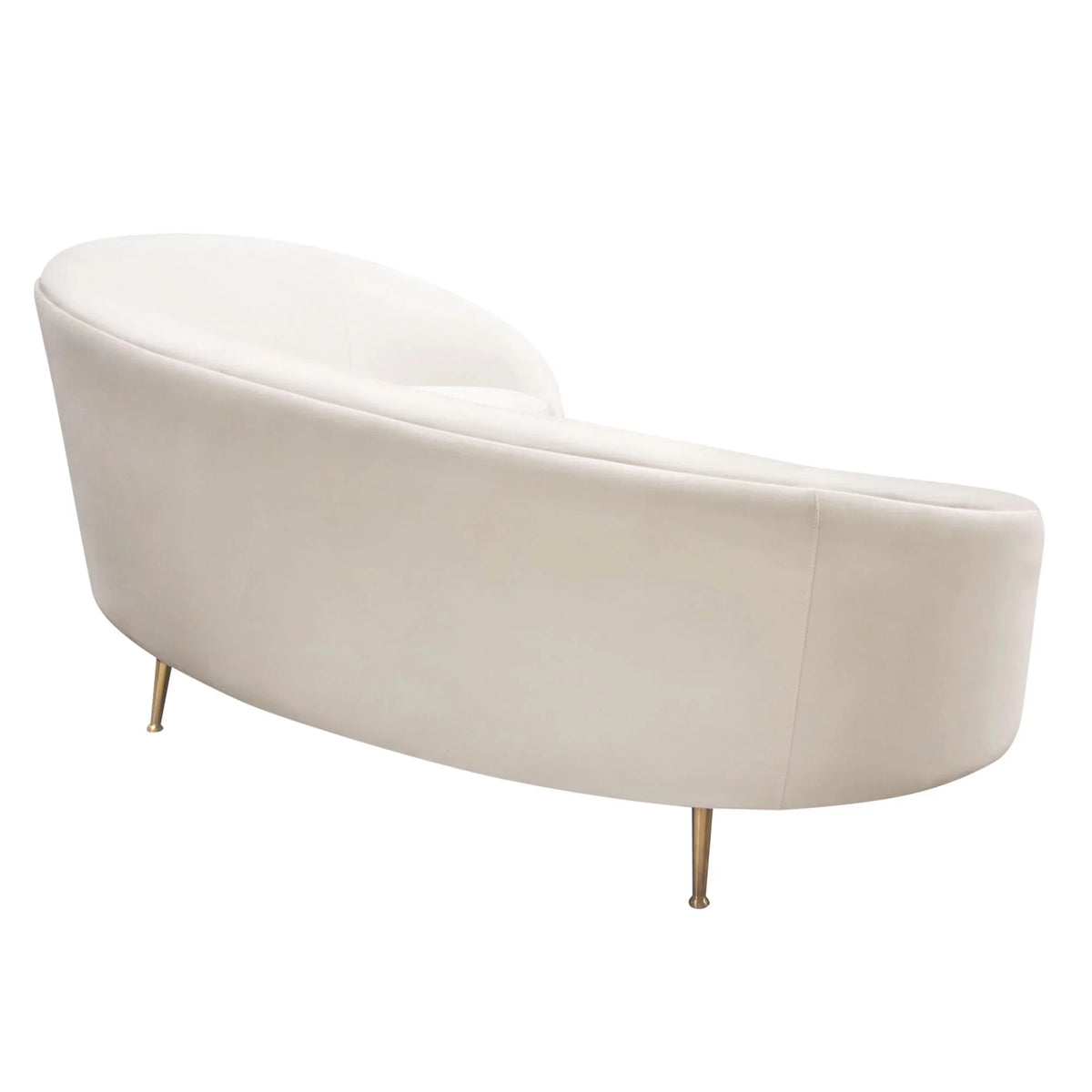 Light Cream Velvet Curved Sofa with Gold Metal Legs O981