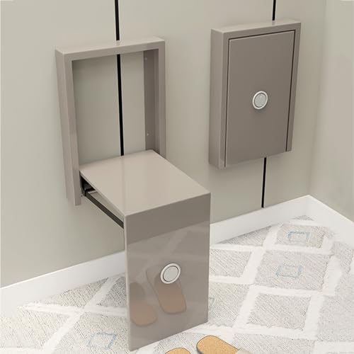 Slim Folding Shoe Changing Stool Wall Mounted Foldable Chairs Storable Entrance Chair Q80359