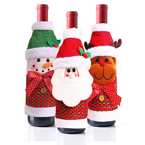 3 Pack Christmas Wine Bottle Bags - Red & Green Z601648
