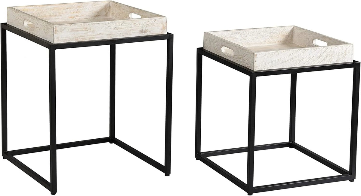 Natural Wood Nesting Tables Set Of 2 W7401