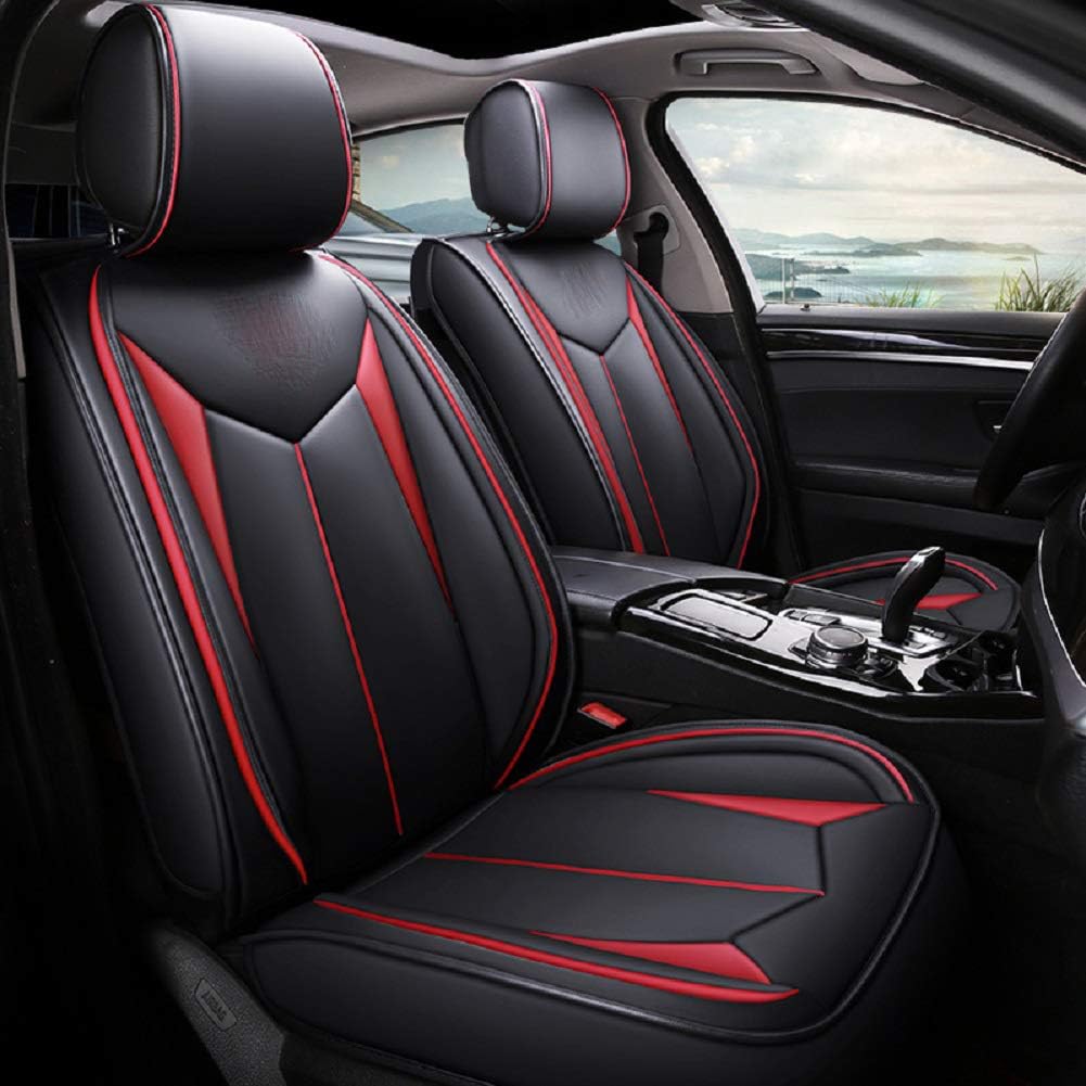 Leather Four Seasons Seat Cover 5 Seats Full Set Universal Fit Black-Blue T763964