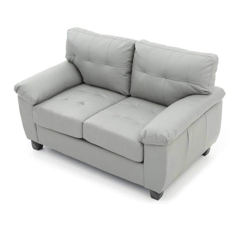 Gray Faux Leather Loveseat O91568
