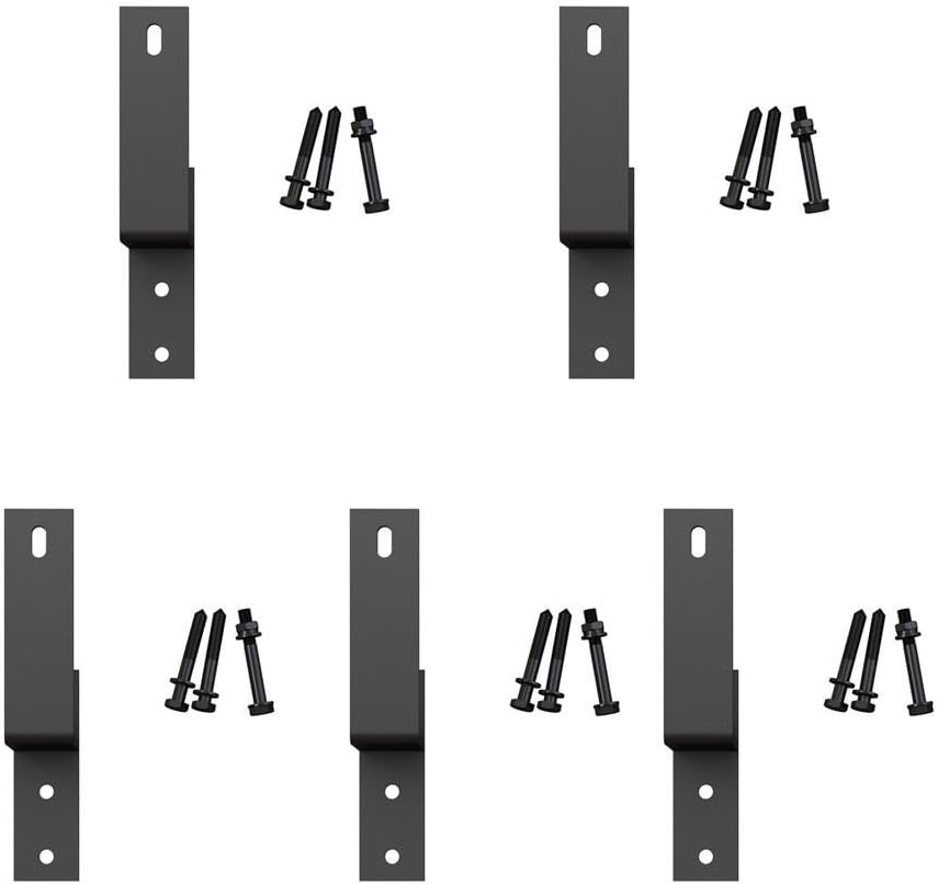5 Pack Wall-Mount Matte Black Steel Bypass Bracket for Sliding Barn Door Hardware Y801