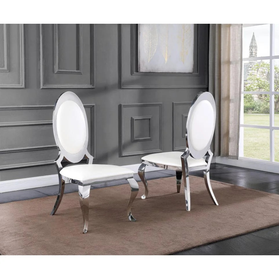 Clear Glass Dining Set with Table and 6 White Chairs B3704