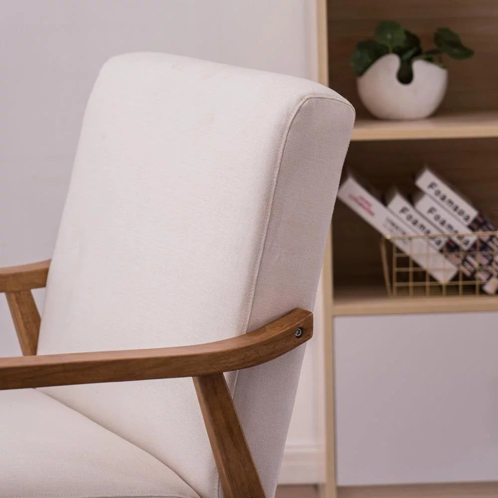 Beige Accent Chair with Wood Legs Y887807