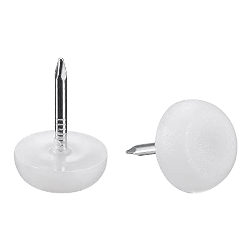 White 60pcs Plastic Furniture Feet Nail Glide Pads 12mm Dia T982