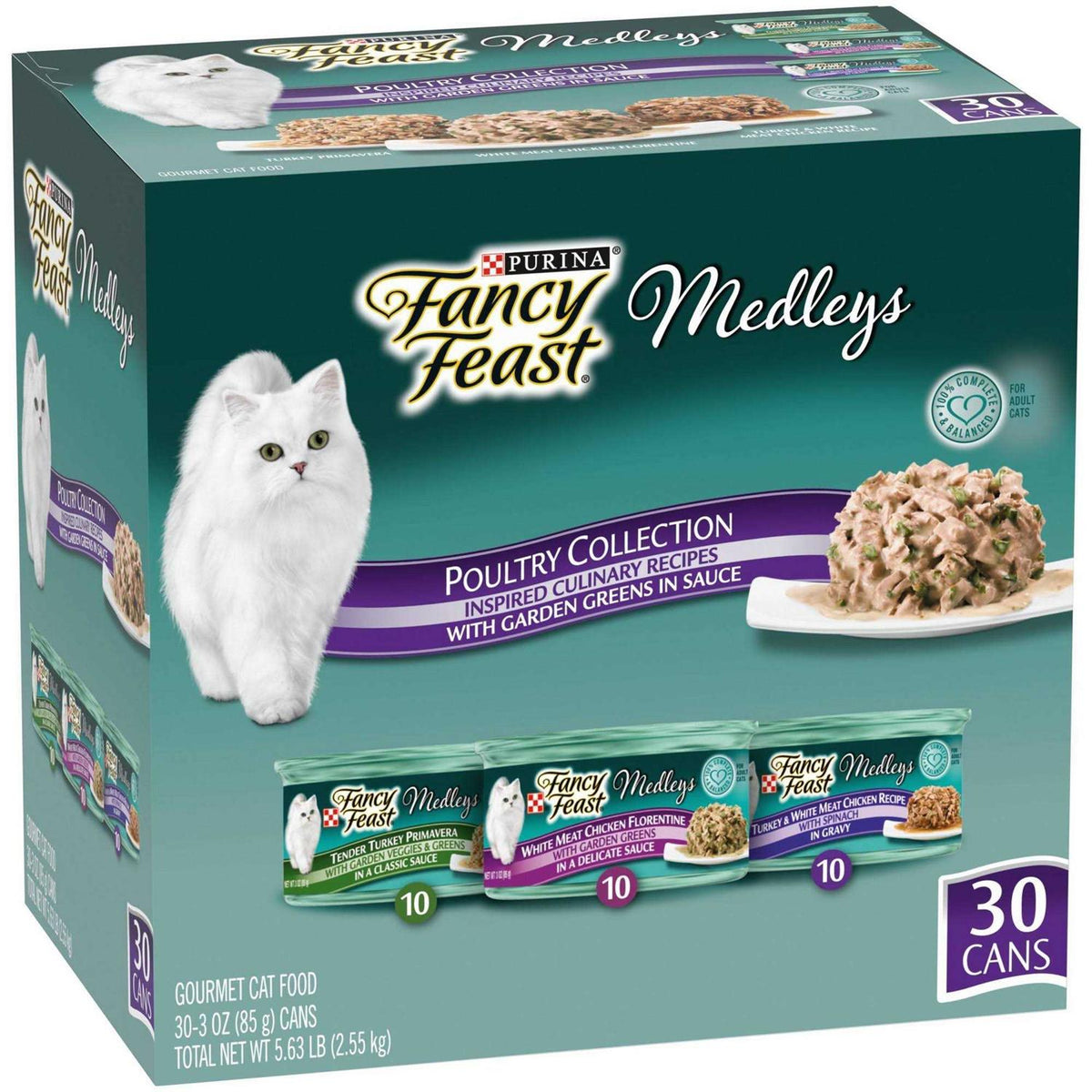 Wet Cat Food Variety Pack Poultry Collection with Garden Greens in Sauce K6277