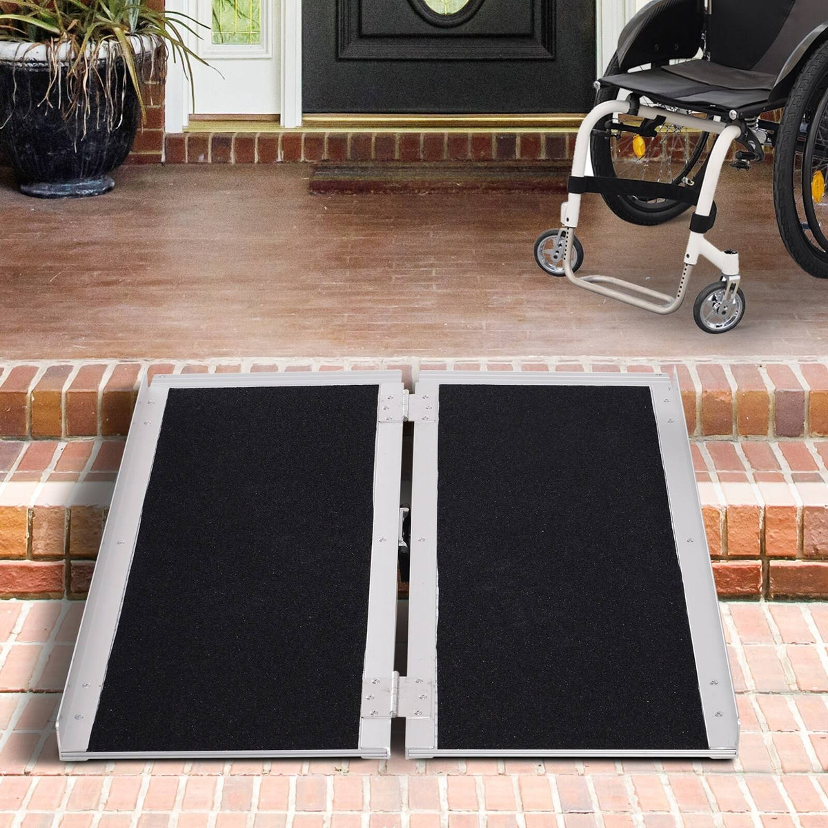 Aluminum Folding Wheelchair Ramp, 3', Silver X297