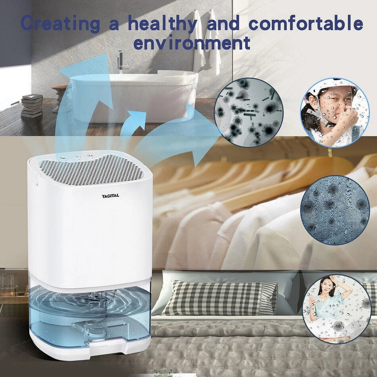 35oz Portable Mini Dehumidifier with 7 Colorful LED Lights P317001