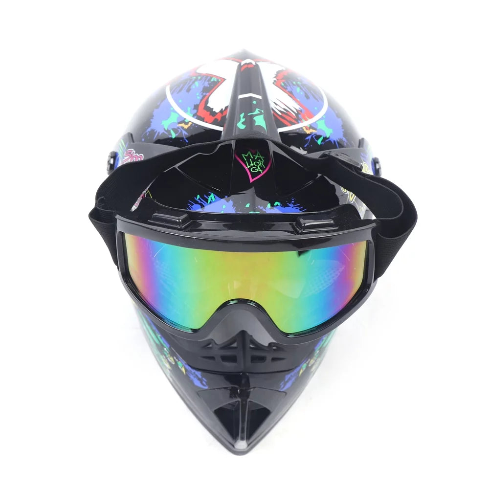 Motocross Off-Road Riding Helmet + Goggle + Glove Kit D82538