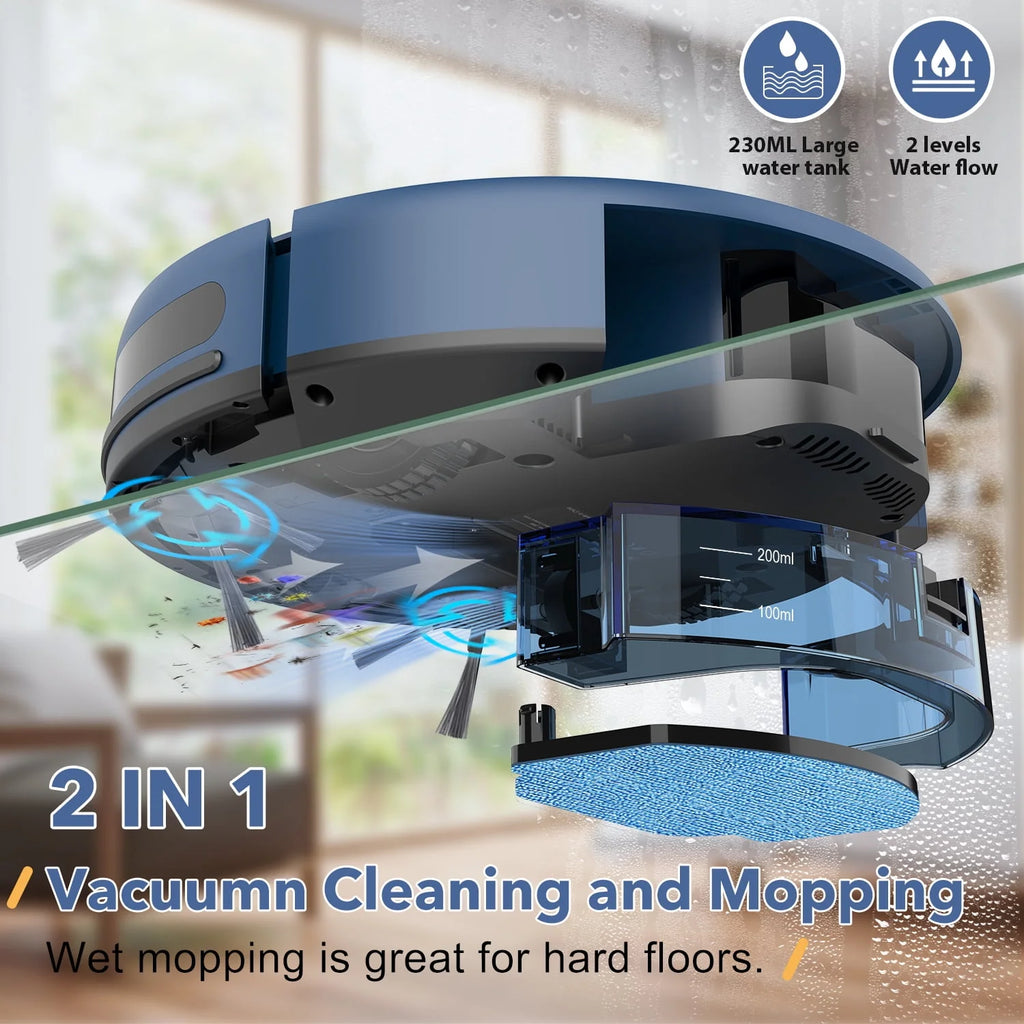 Robot Vacuum and Mop Combo 230ML Water Tank Blue W5082