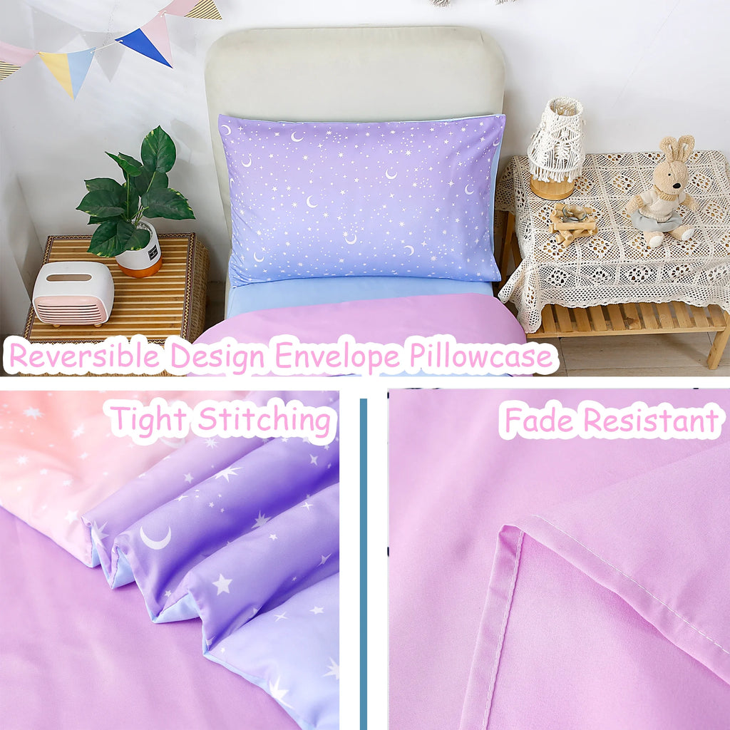 4-Pcs Toddler Bedding Set Microfiber Purple Orange J3304