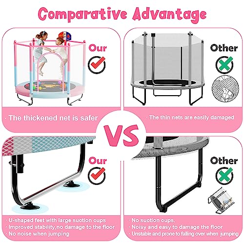 60" Trampoline with Basketball Hoop, Safety Enclosure A868523